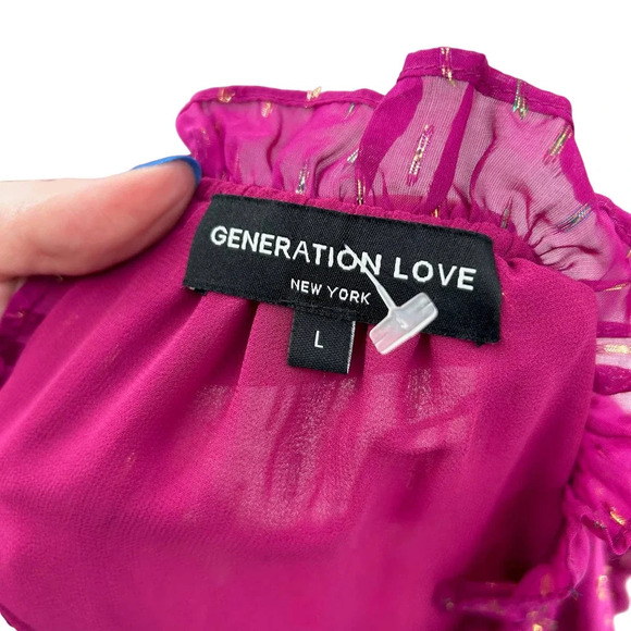 Generation Love Lou Blouse in Magenta Gold‎ Metallic Size Large - Picture 7 of 9